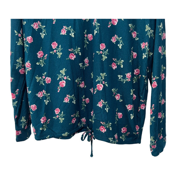 FLORA NIKROOZ WOMENS MEDIUM FLORAL PRINTED SWEATER-KNIT PAJAMA TOP ONLY GREEN - Picture 5 of 10